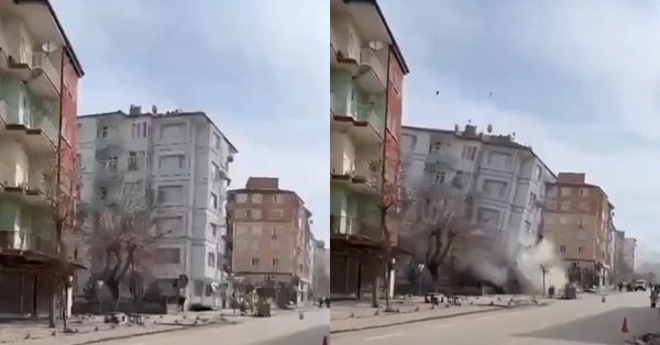Բացառիկ տեսանյութ Թուրքիայում տեղի ունեցած երկրաշարժից․ Տեսեք ինչպես են փլուզվում շենքերը